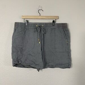 Company Ellen Tracy Gray 100% Linen Pockets Stretch Waist Skirt w/ Shorts Sz 2XL